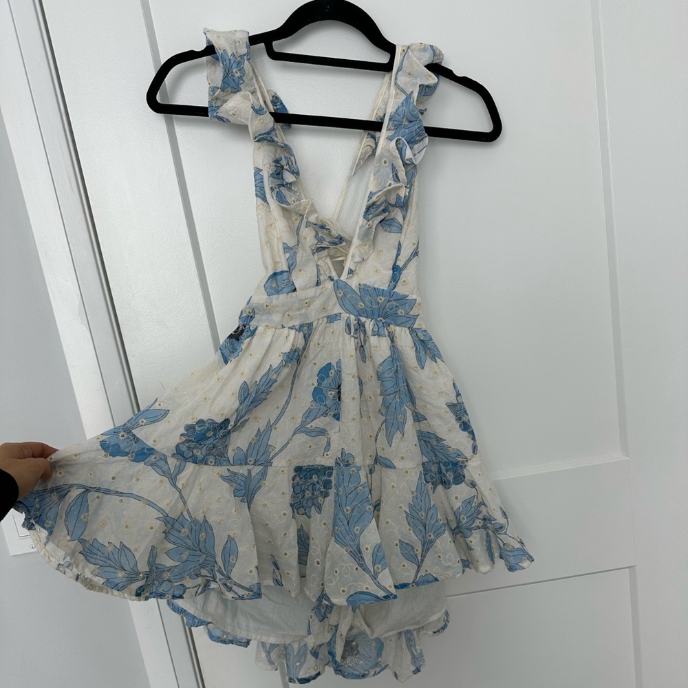 Beautiful Angel Biba Blue and White Summer Flowy Romper - Size Small
